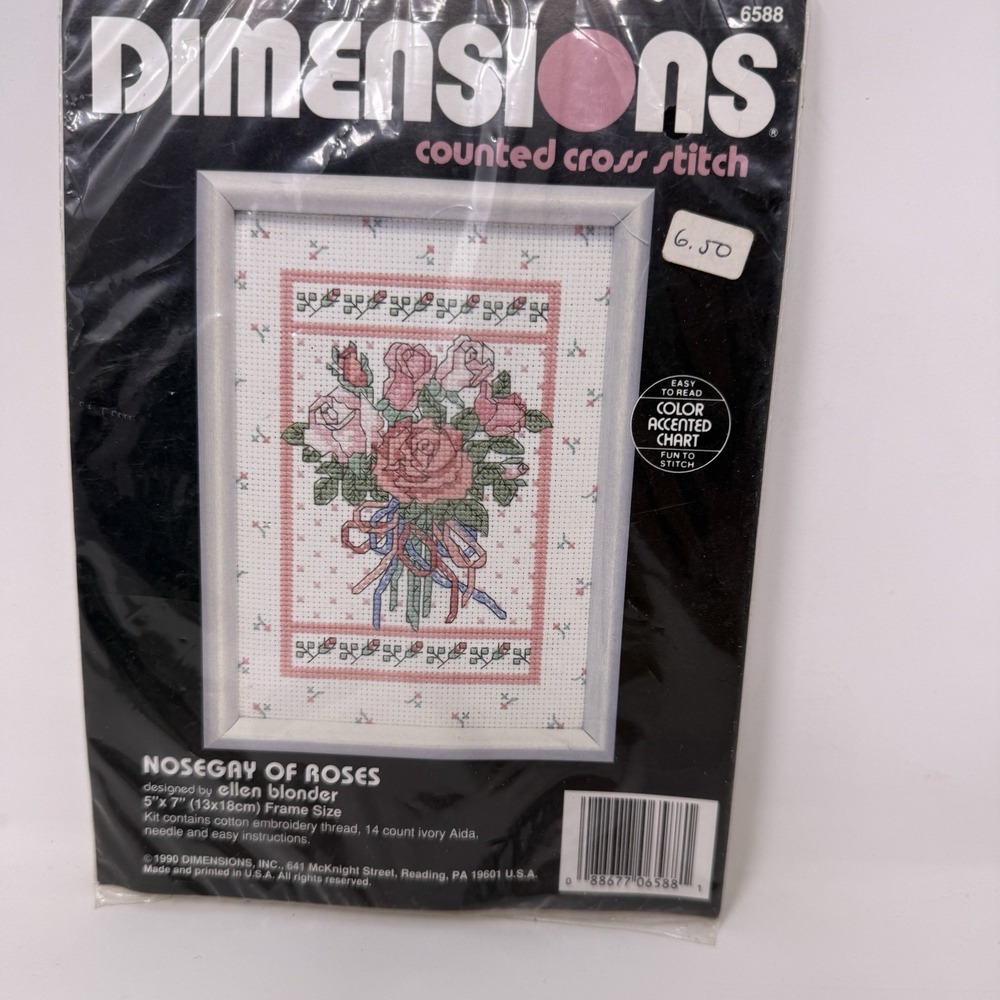 Vintage Dimensions No 6588 Count Cross Stitch Kit - Nosegay of Roses 5"x7" New